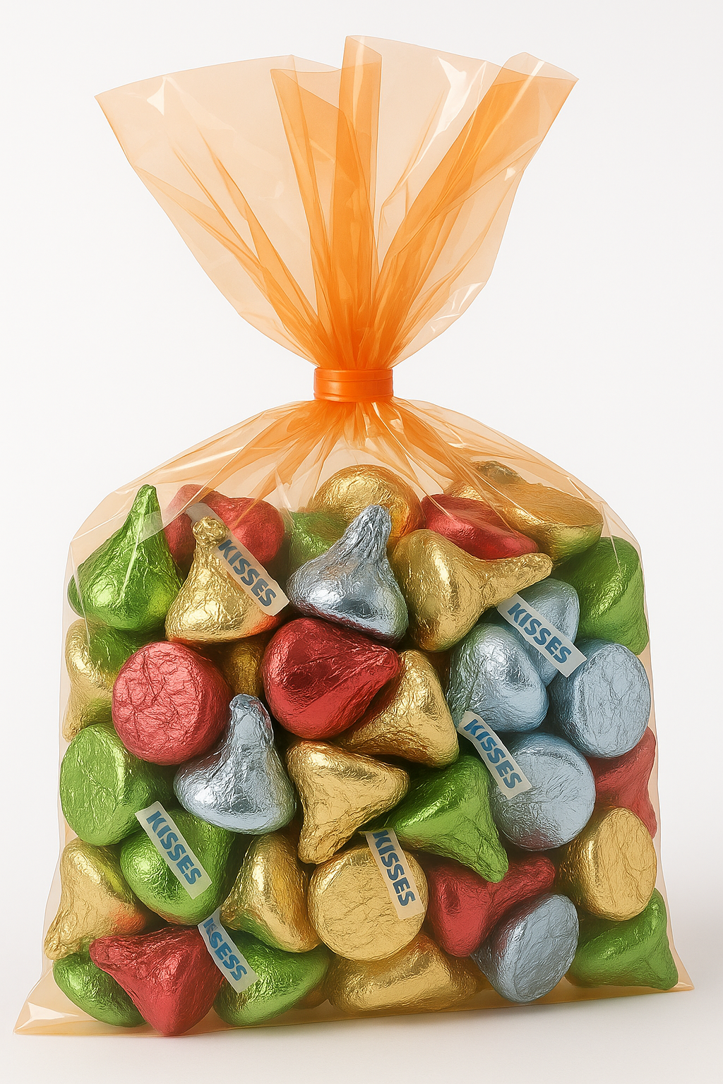 Small Orange Cello Treat Bags with Twist Ties, 25 Pack