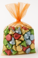 Small Orange Cello Treat Bags with Twist Ties, 25 Pack