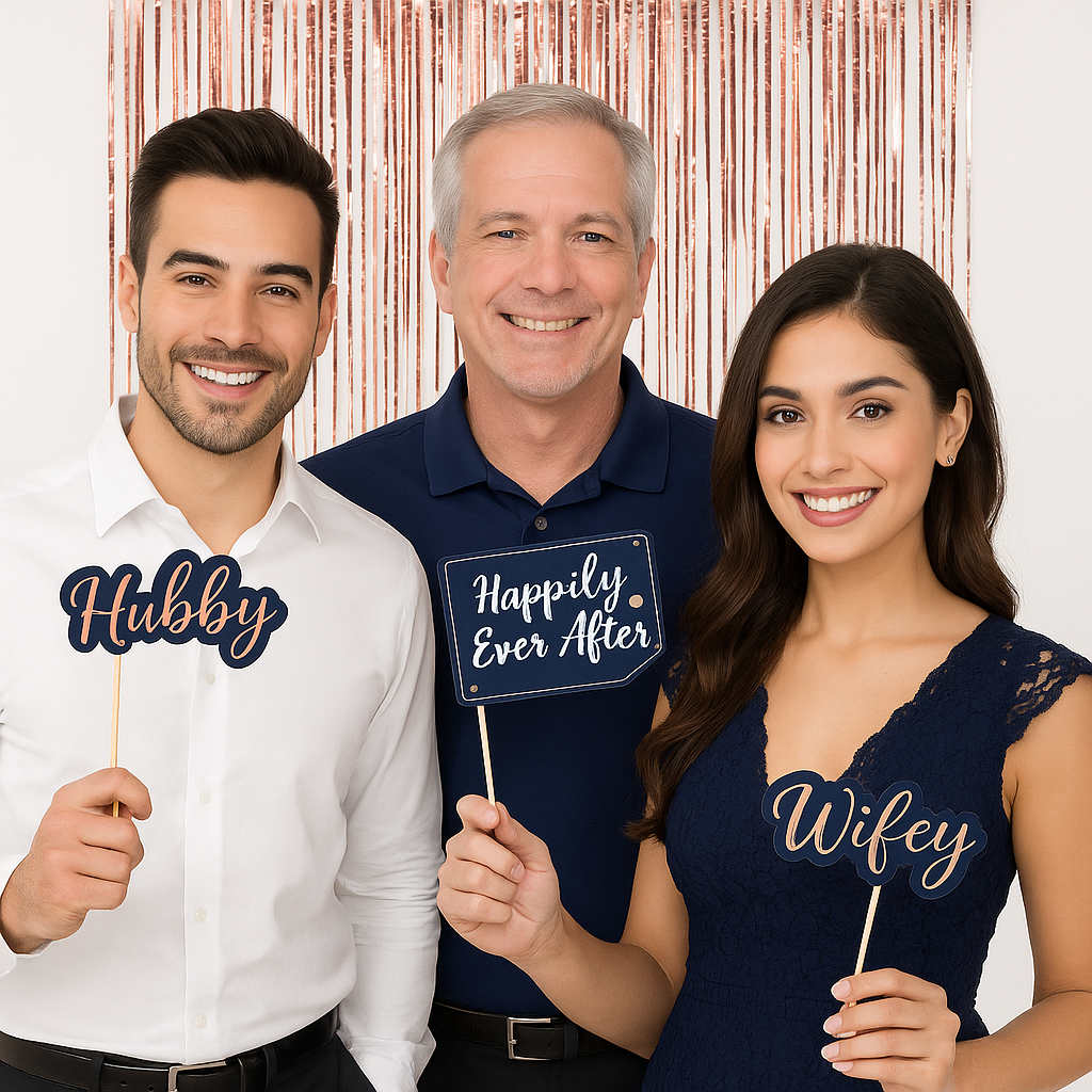 Navy Love Wedding Photo Booth Kit with Props