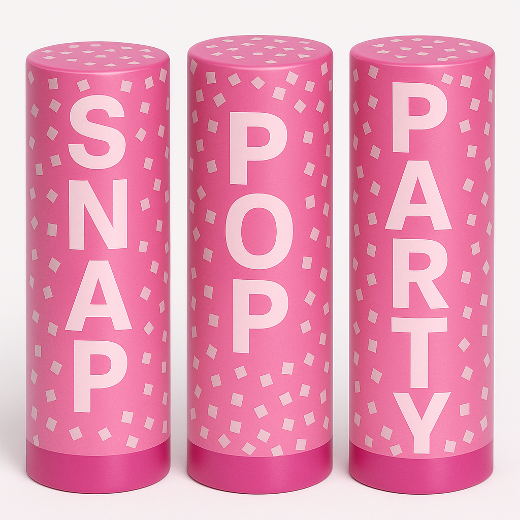 Bright Pink Confetti Party Poppers - 3 Pack