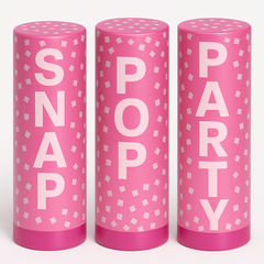 Bright Pink Confetti Party Poppers - 3 Pack