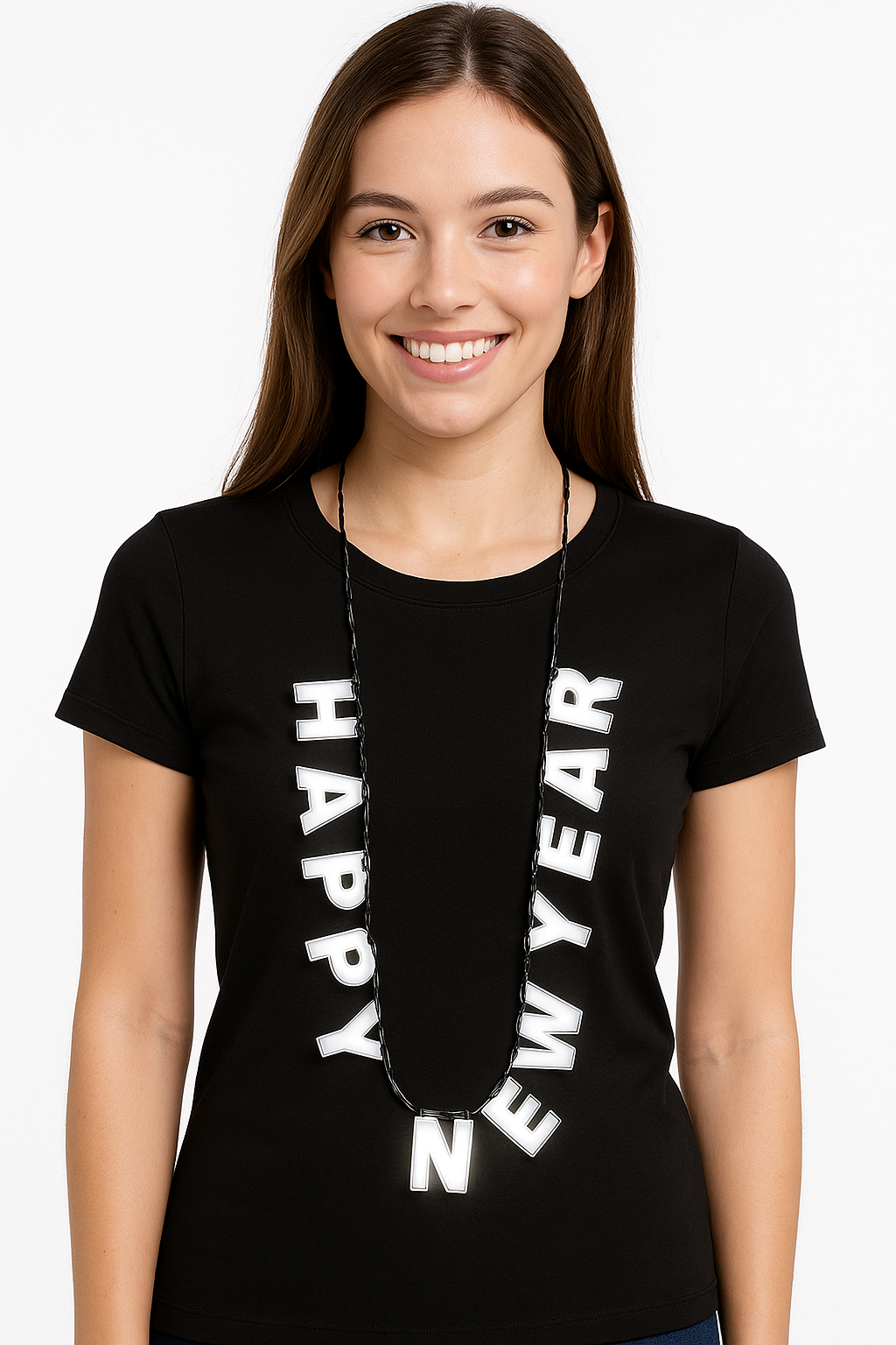 "Happy New Year" Light-Up Necklace - 36" Festive Wearable Accessory