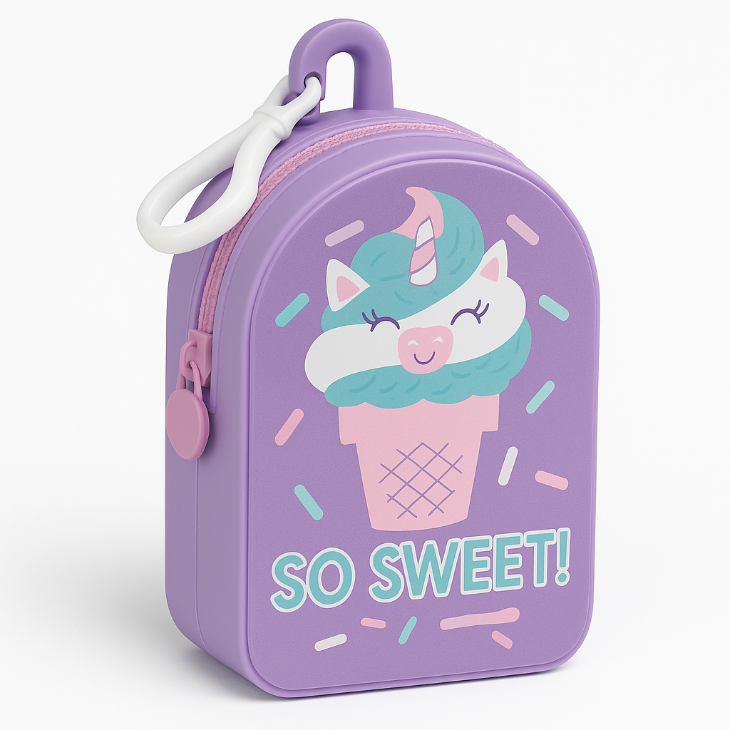 "So Sweet" Unicorn Ice Cream Backpack Clip-On
