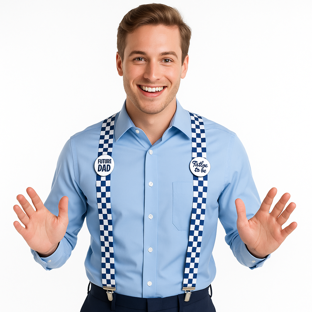"Future Dad" Blue Suspenders for Baby Shower