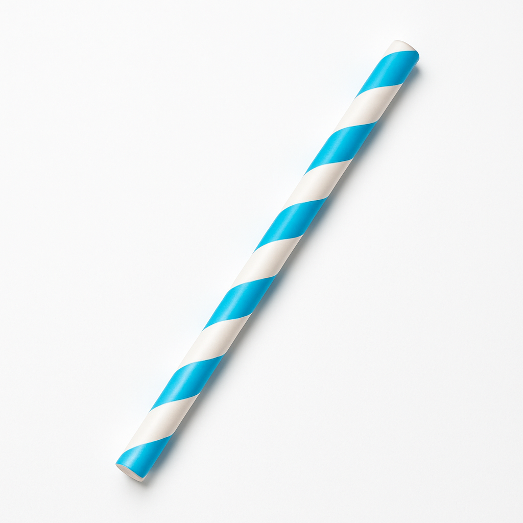 Caribbean Blue Striped Paper Straws - Pack of 100