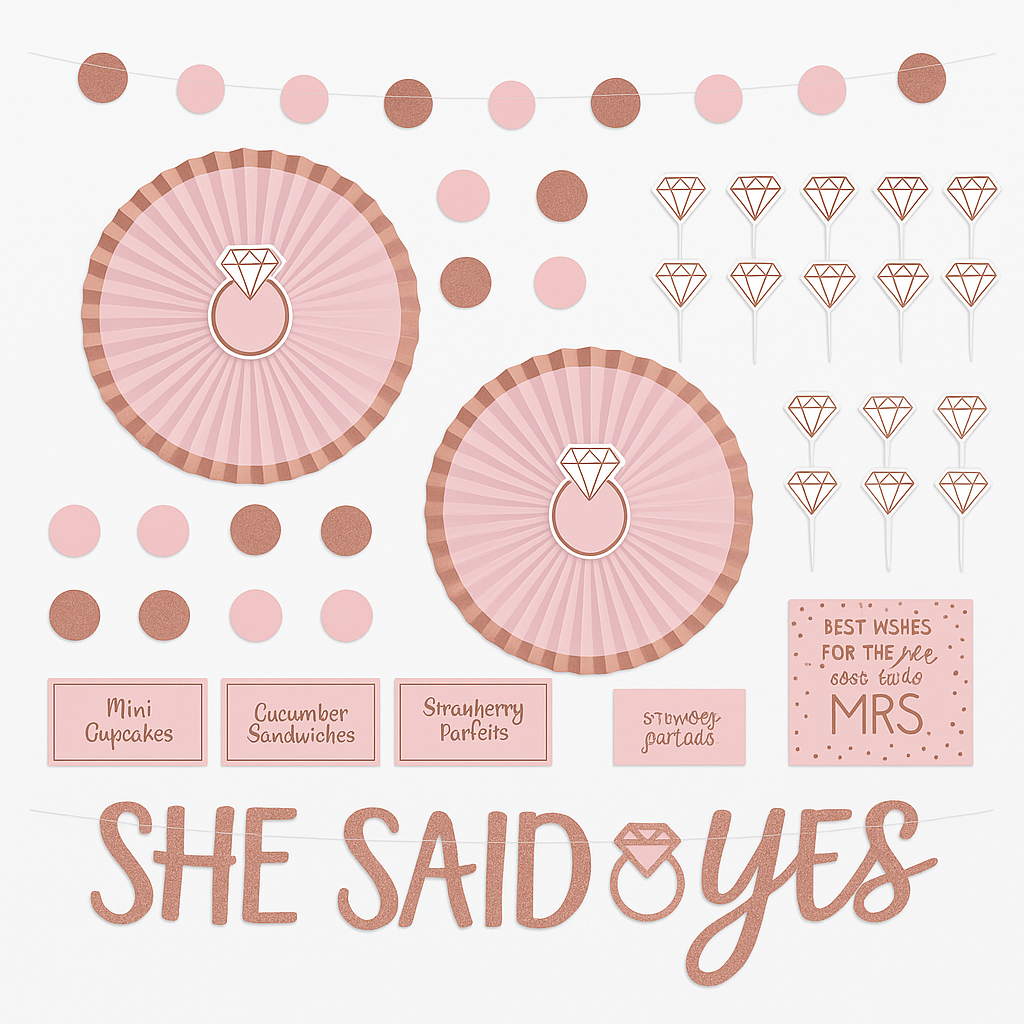 Blush Rose Gold Bridal Buffet Table Decorating Kit