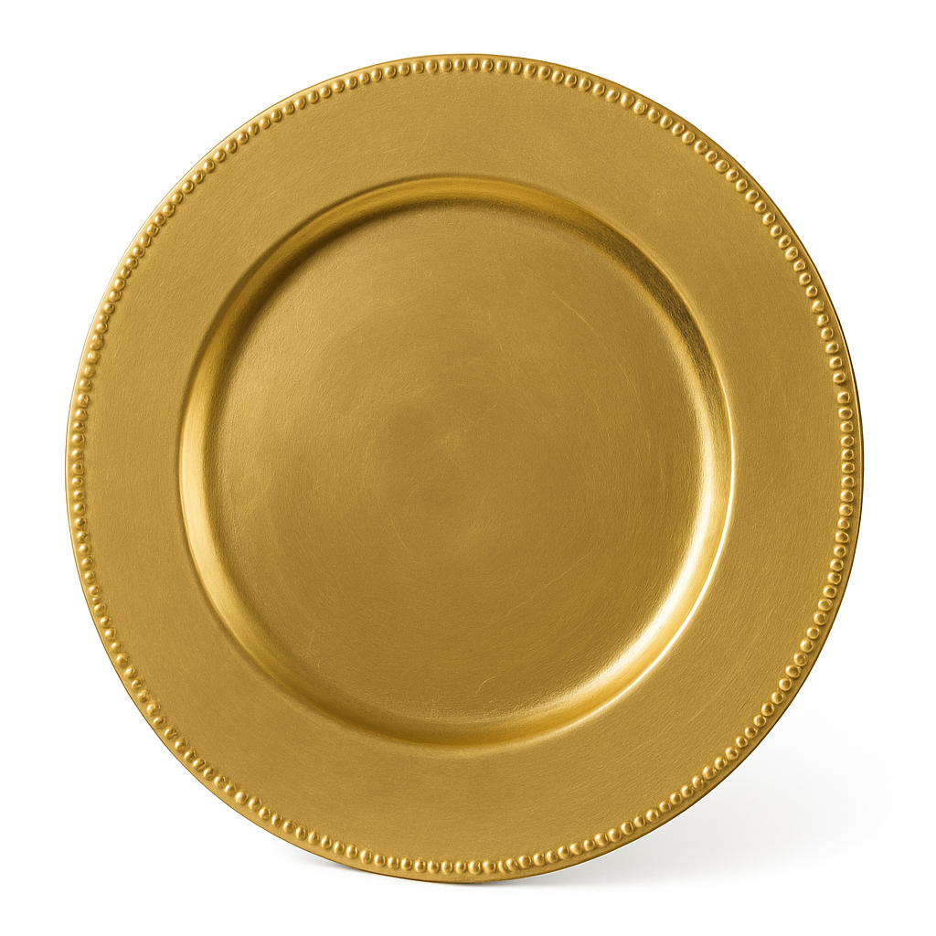 Gold Premium Plastic Charger Plates, 13-Inch, Set of 4