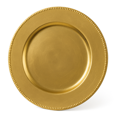 Gold Premium Plastic Charger Plates, 13-Inch, Set of 4