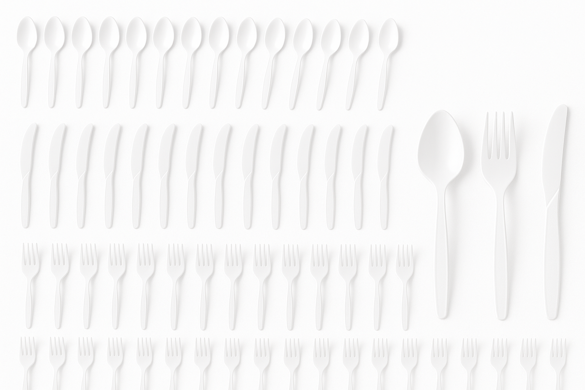 White Plastic Cutlery Assortment - 64 Count