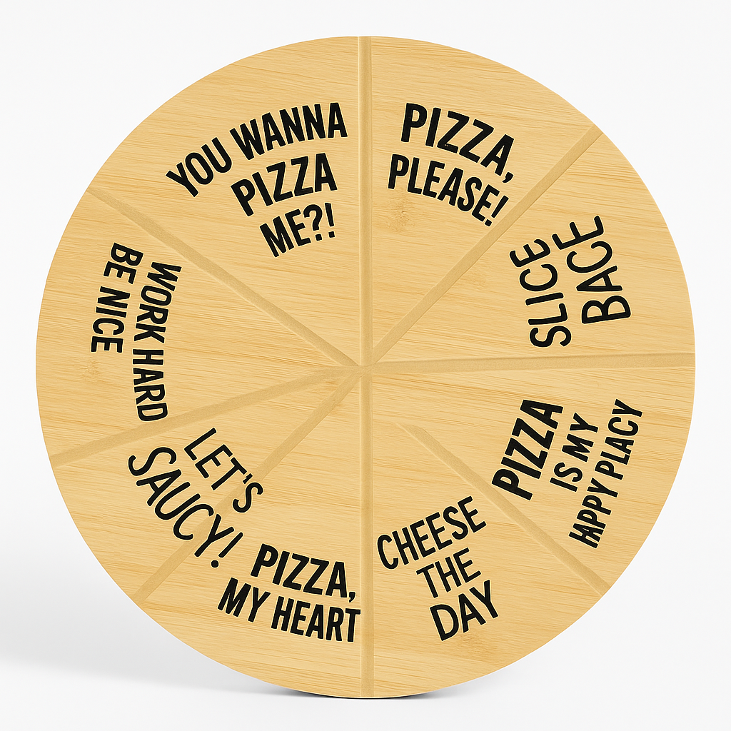 Bamboo Pizza Serving Platter with Fun Sayings