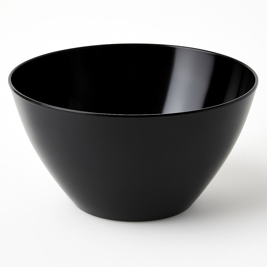 Black 2QT Plastic Serving Bowl - Ideal for Everyday Catering