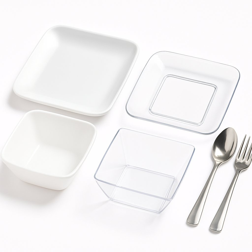 Elegant Mini Appetizer Set - Clear & White, 96-Piece
