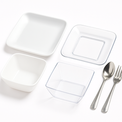 Elegant Mini Appetizer Set - Clear & White, 96-Piece