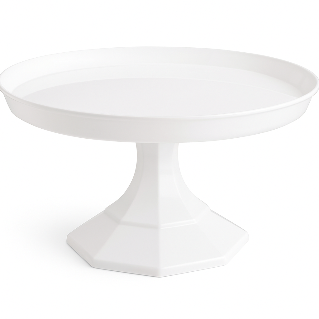 Elegant Large White Plastic Cake Stand - 13-inch Dessert Display