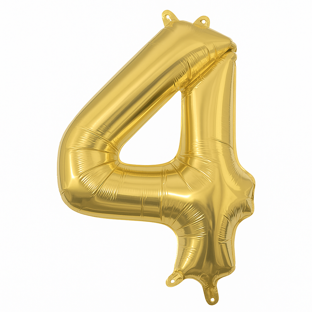 Gold Foil Number 4 Balloon ‚Äì Air-Filled Metallic Decor