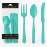 Egg Blue Assorted Plastic Cutlery Set - 7.5 in. - 24 Pack