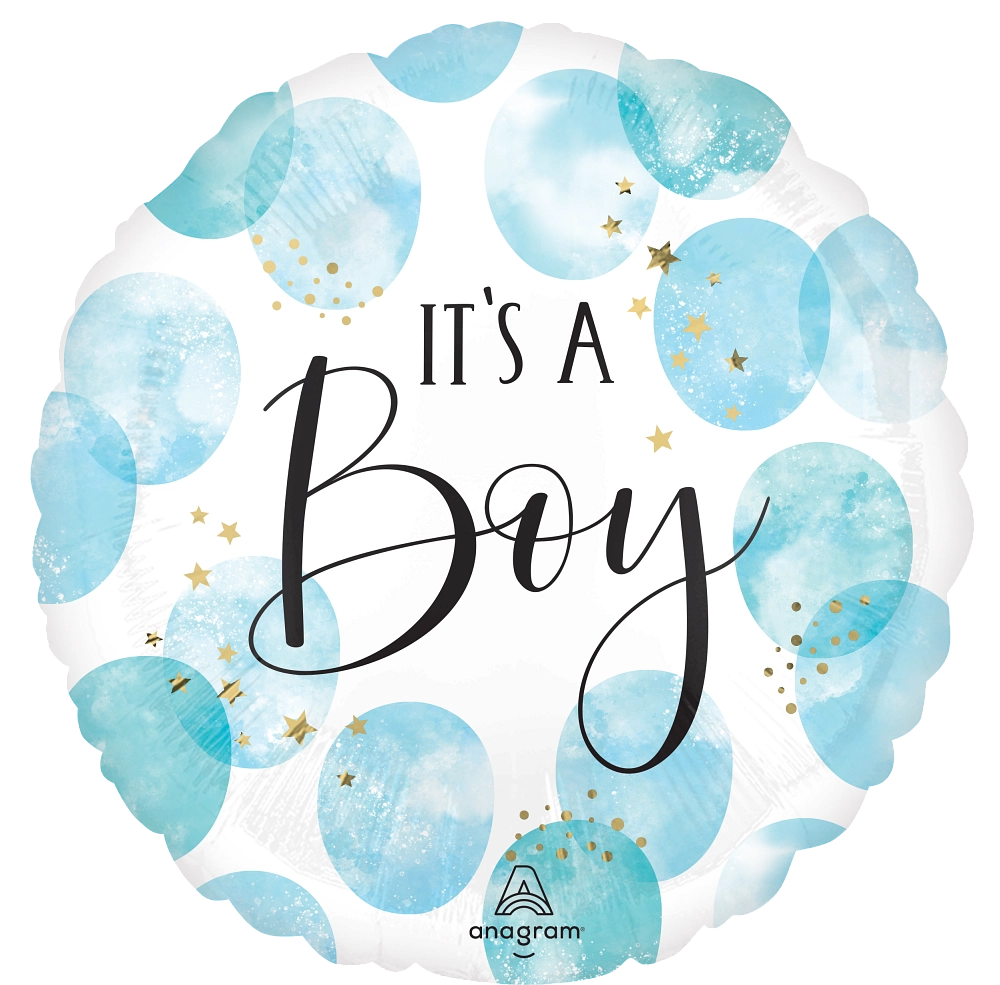 Blue Watercolor "It's a Boy" Foil Balloon - 18 Inch