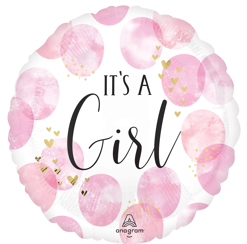 Pink Watercolor "Baby Girl" Foil Super Shape Balloon