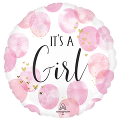 Pink Watercolor "Baby Girl" Foil Super Shape Balloon
