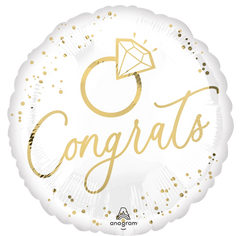 Elegant White & Gold Wedding Mylar Balloon
