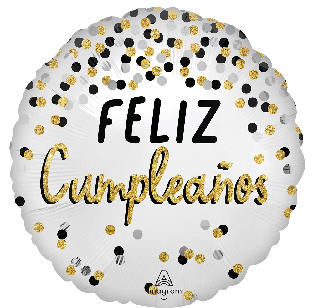 Metallic Black, Silver & Gold Foil Birthday Balloon - 18in