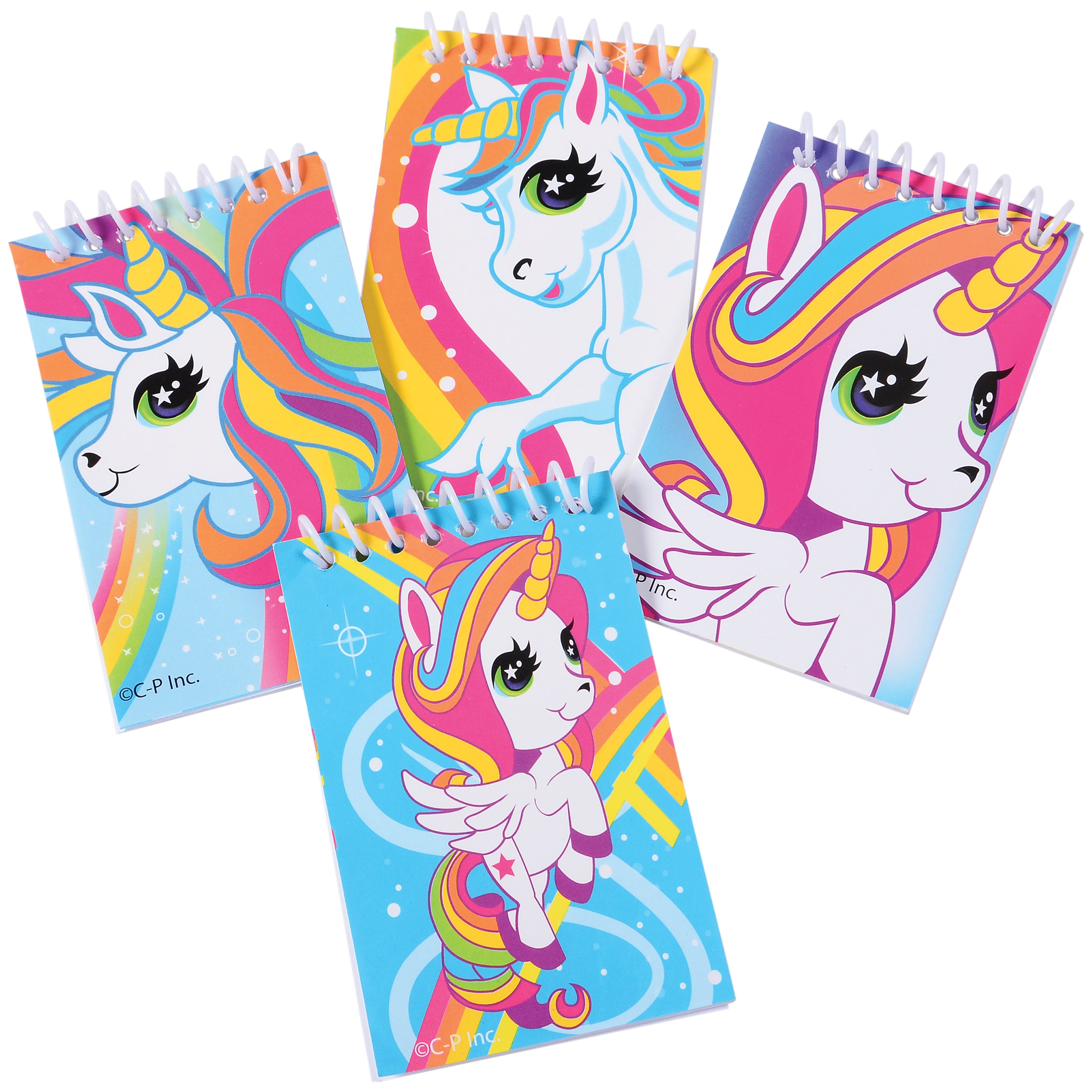 4-pack of mini unicorn notebook party favors