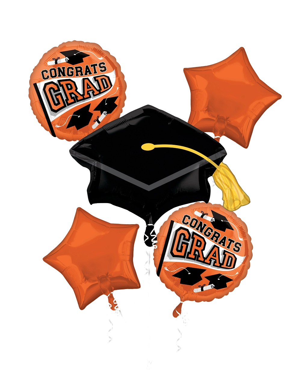 "Be True to Your School" Graduation Foil Balloon Bouquet - Orange