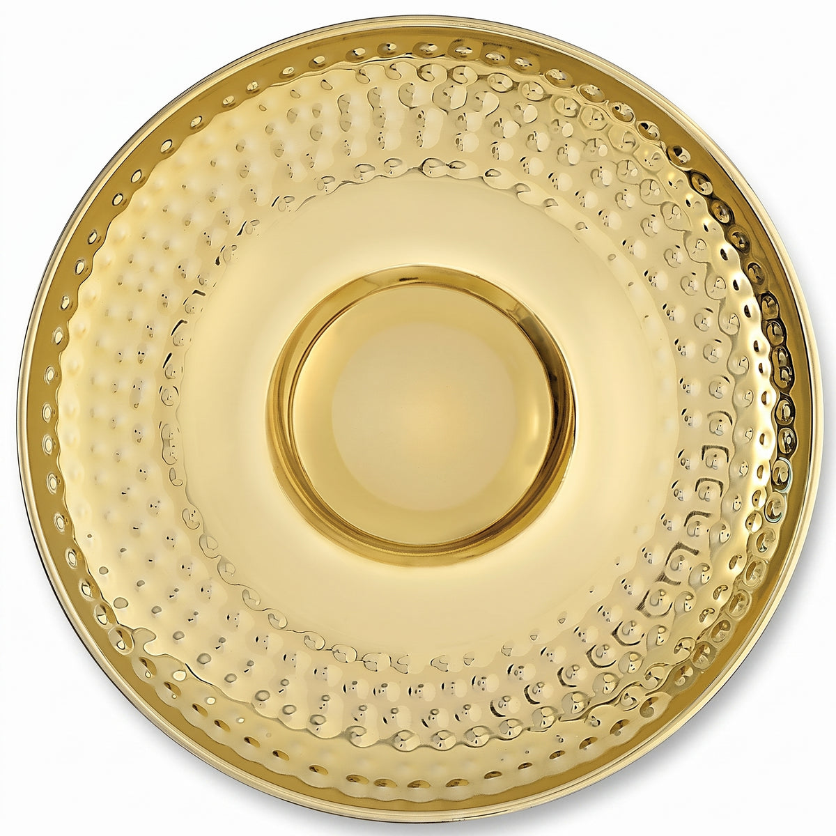 Elegant Gold Stainless Steel Chip and Dip Tray - 14"