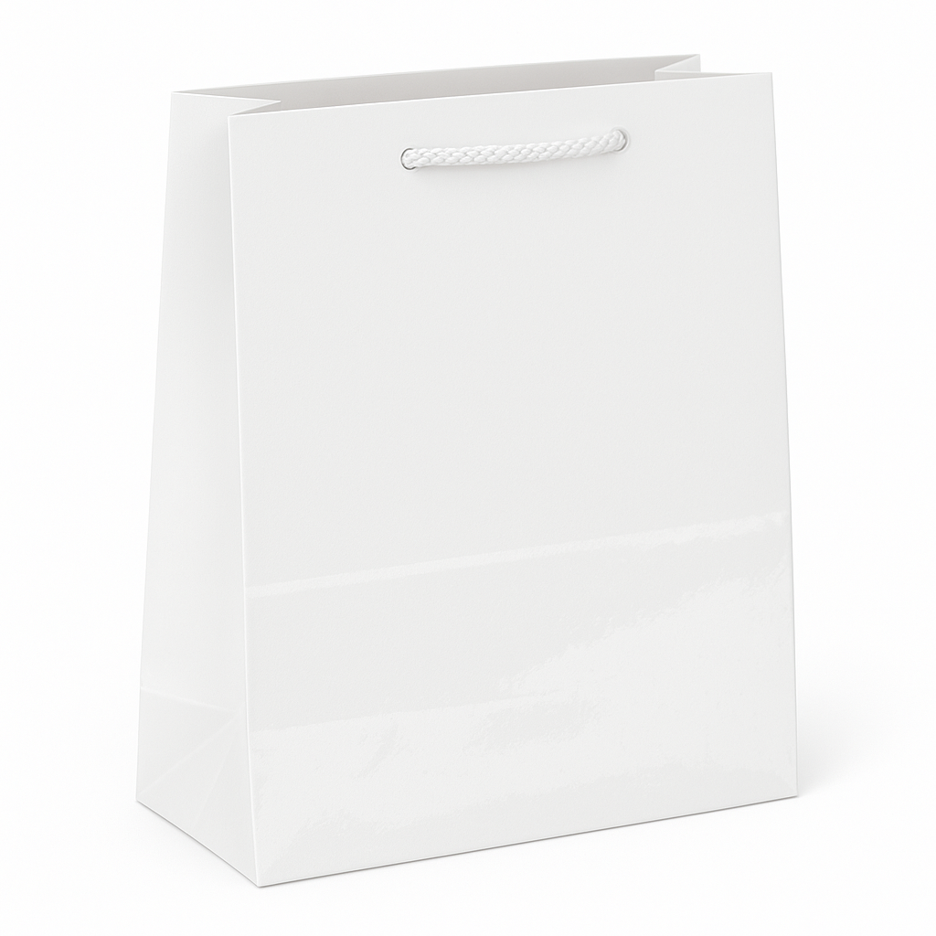 Extra-Large Glossy White Gift Bag with Rope Handles