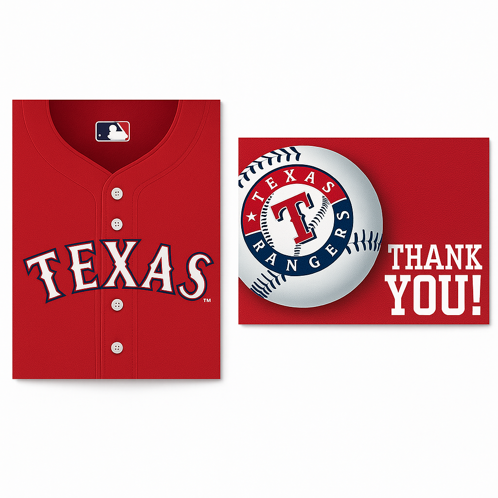 Texas Rangers Invitation & Thank You Card Set