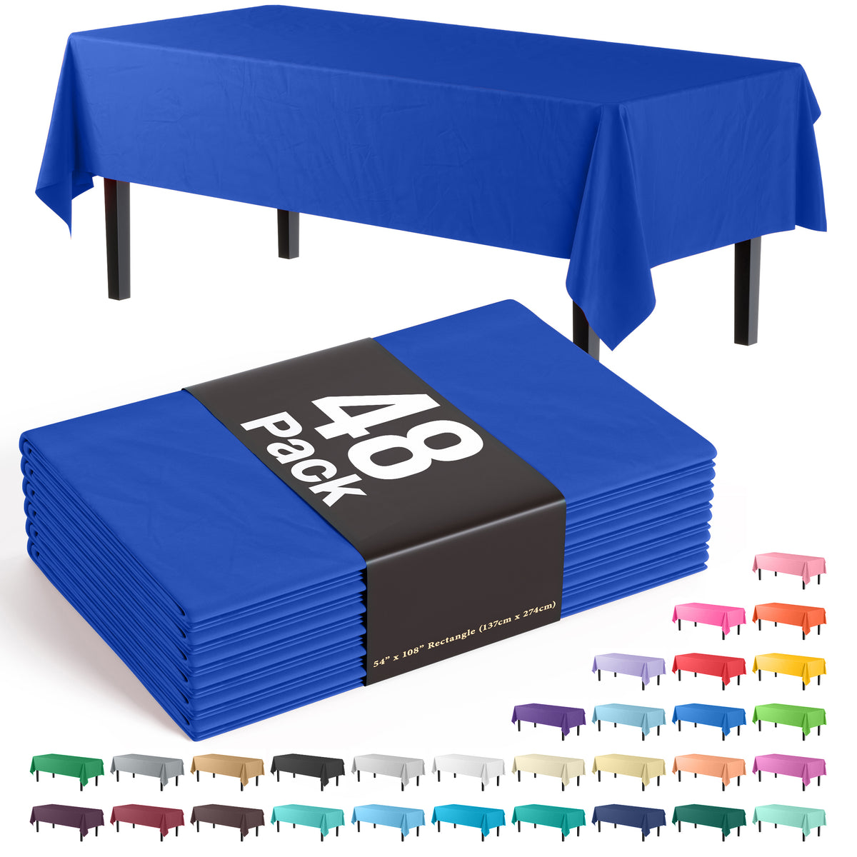 Unleashed | Dark Blue Plastic Table Cover | Case of 48