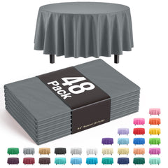 Round Silver Plastic Table Cover | Case of 48