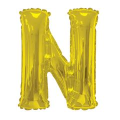 34 In. Gold Letter N Balloon