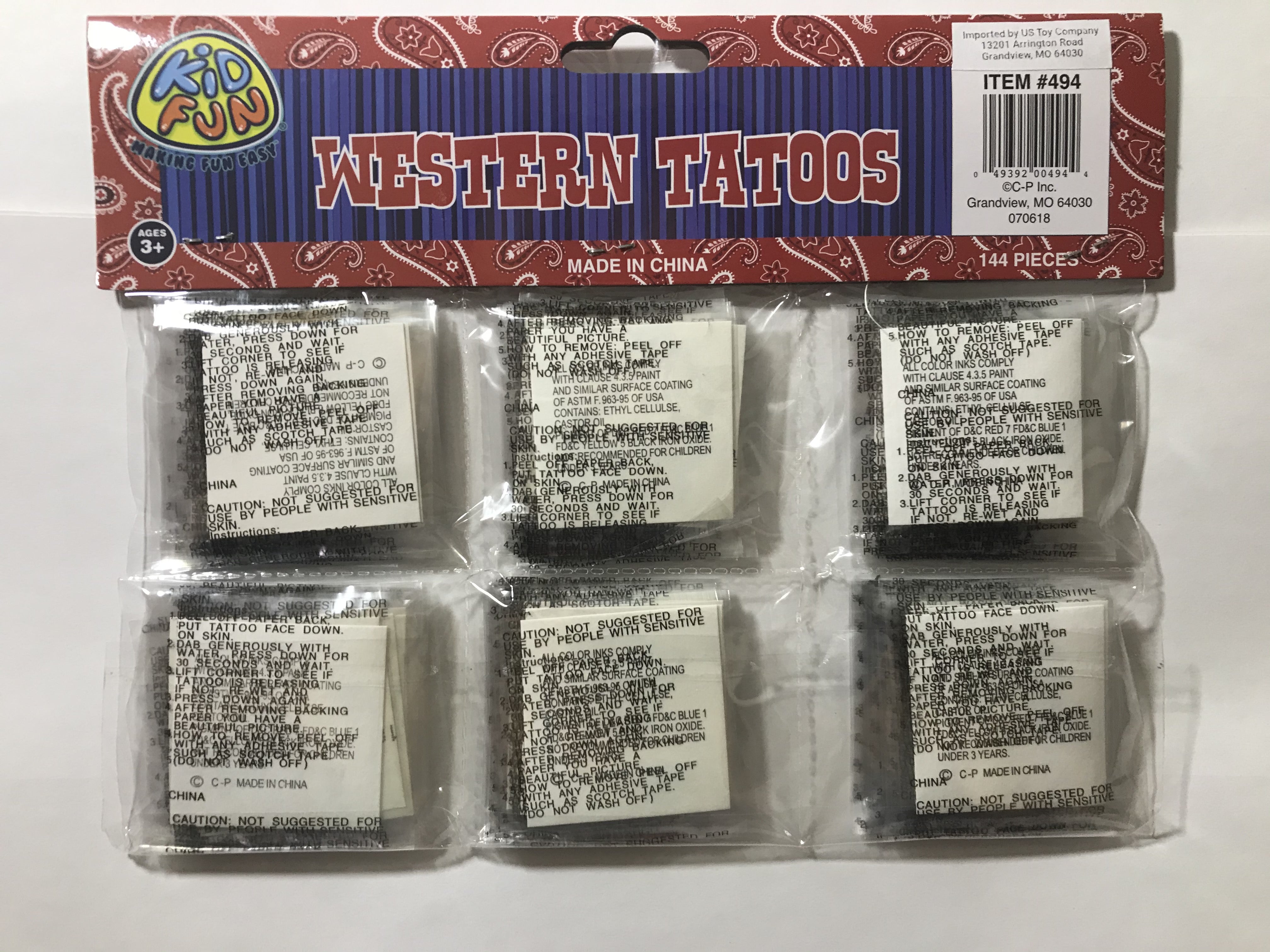 Western Tattoos (Sold By Gross)