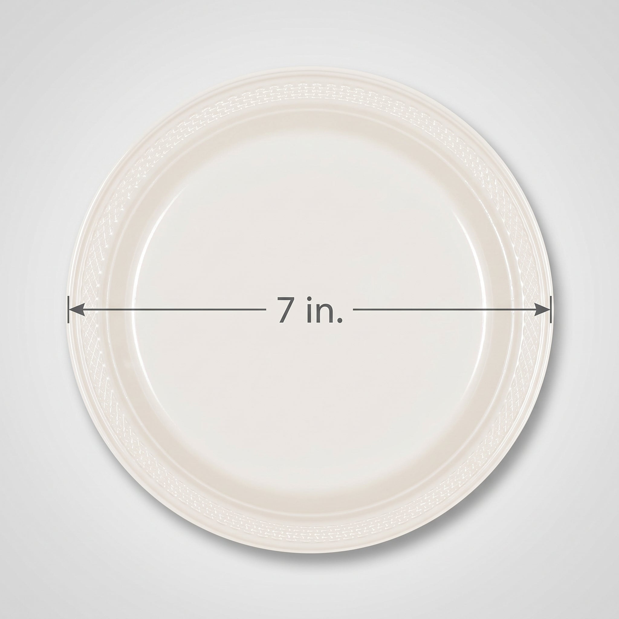 White 7" Round Plastic Dessert Plates - 20 Pack