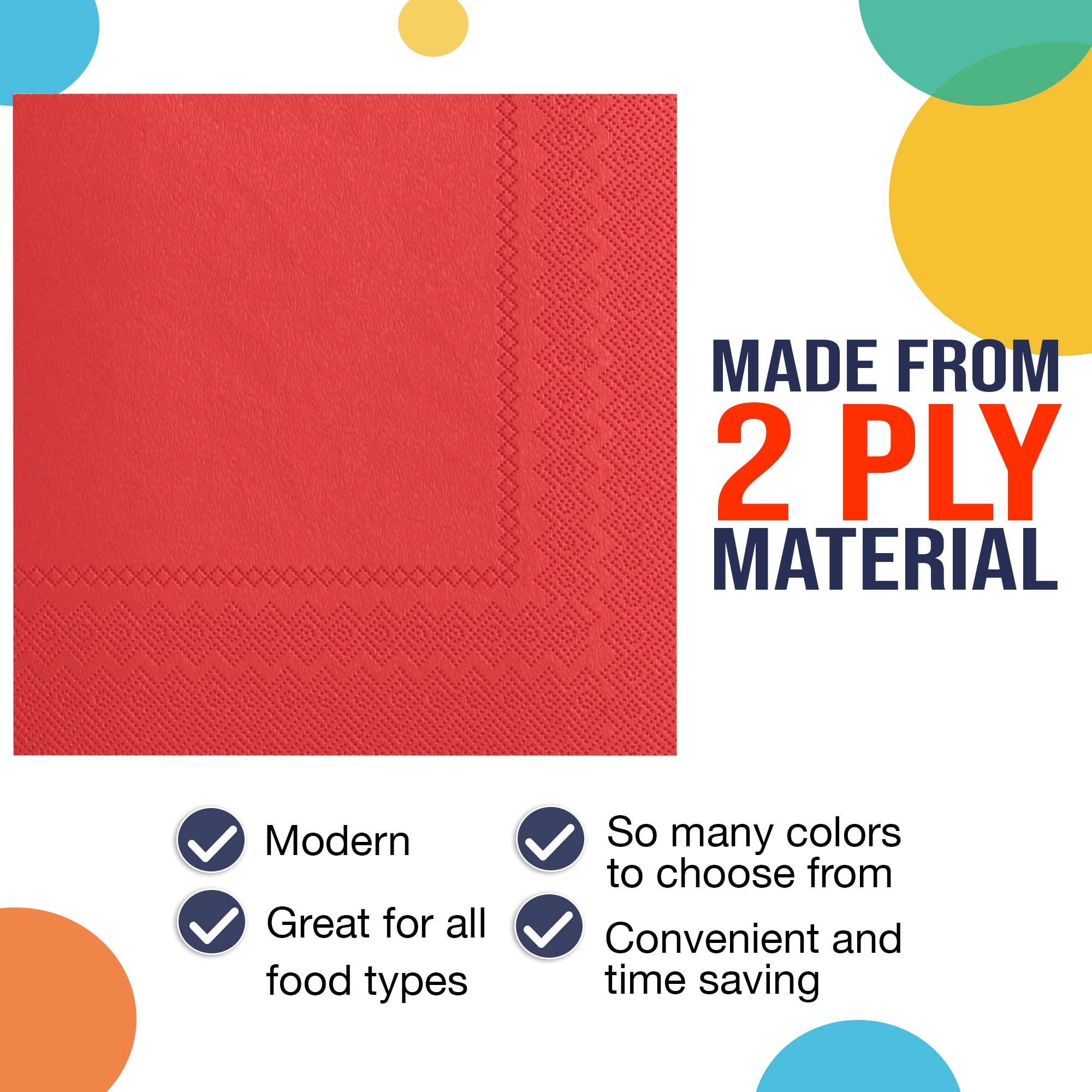 Red Beverage Napkins - 4.75 in. x 4.75 in. | 100 Count