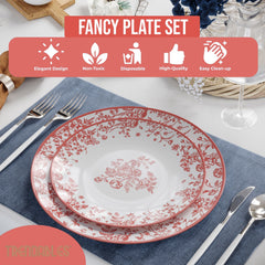 10 In. Toile Design Plastic Plates | 10 Count