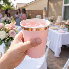Elegant Rose Gold Trim 12oz Paper Cups
