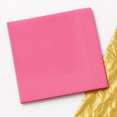 Bright Pink Hot Stamped Beverage Napkins