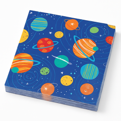 Blast Off Outer Space Beverage Napkins - 1st Birthday Party Supplies