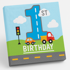 On The Road 1st Birthday Beverage Napkins