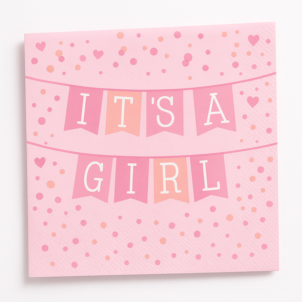 It's a Girl Baby Shower Beverage Napkins - 5 In. X 5 In.