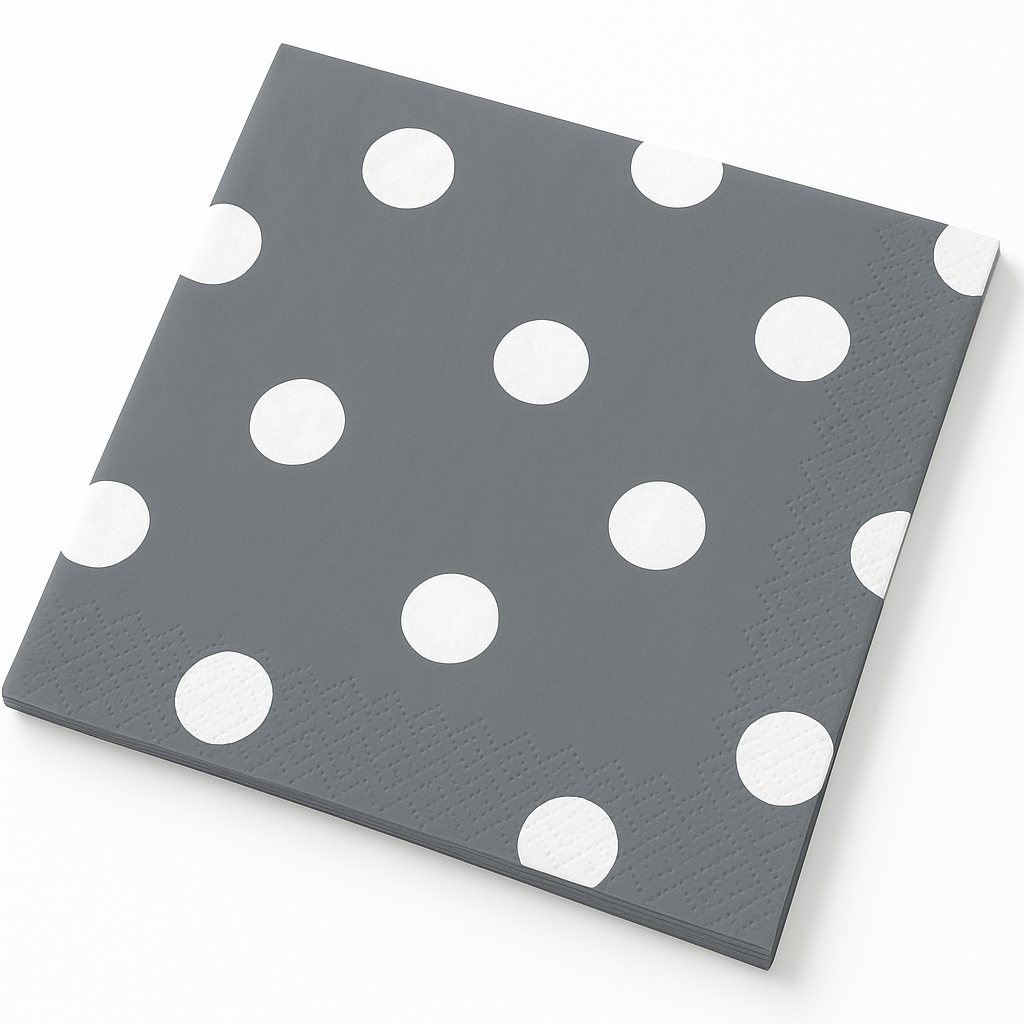 Sophisticated Silver Dot Border Beverage Napkins - 5 In. X 5 In.