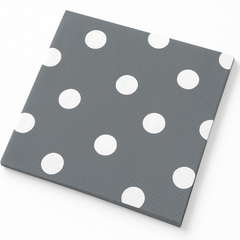 Sophisticated Silver Dot Border Beverage Napkins - 5 In. X 5 In.