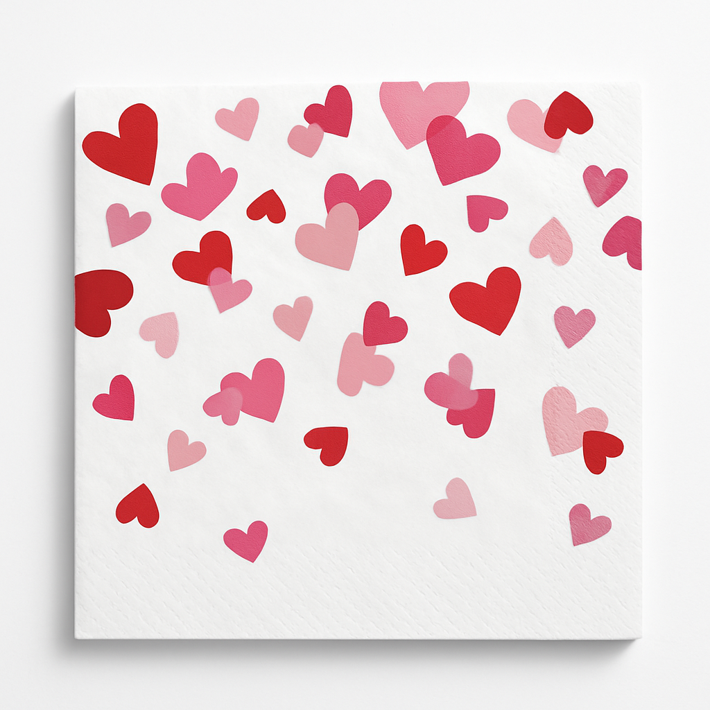 Valentine's Day "Cross My Heart" Beverage Napkins - 16 Pack - 5 In. X 5 In.