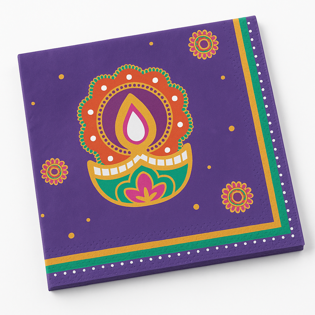 Diwali Rangoli Dream Beverage Napkins - 16 Pack - 5 In. X 5 In.