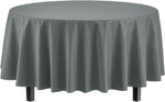 Premium Round Silver Plastic Table Cover - 84 in.