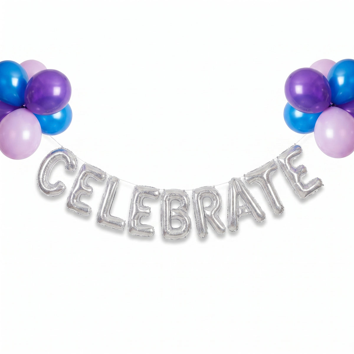 Silver Glitter "Celebrate" Foil Balloon Banner Kit