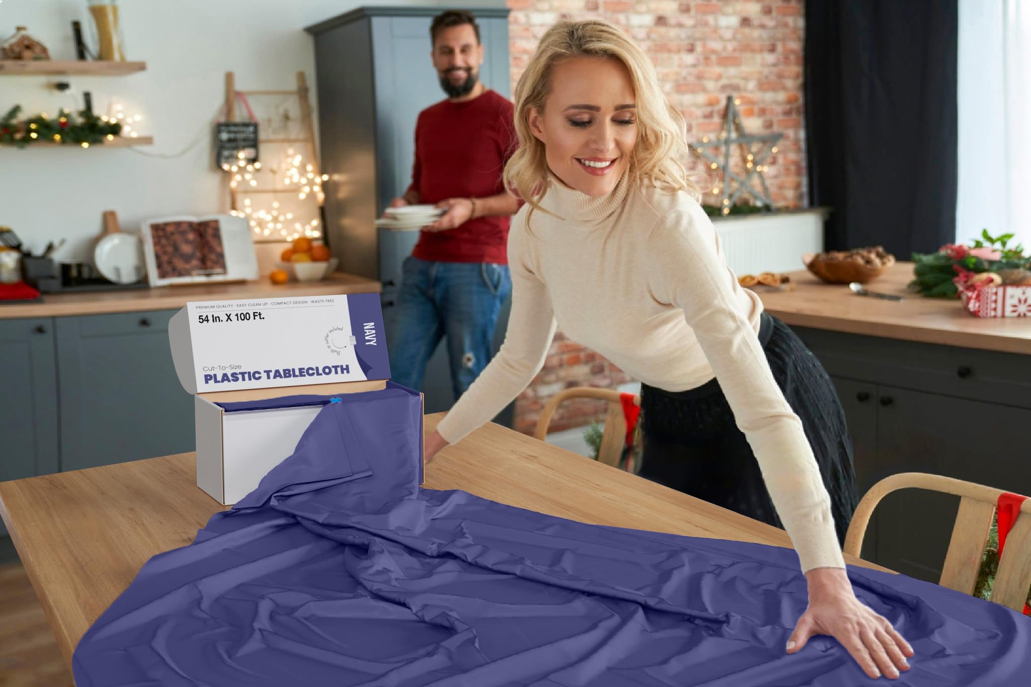 54 In. x 300 Ft. Cut To Size Table Roll  | Navy | Case of 4