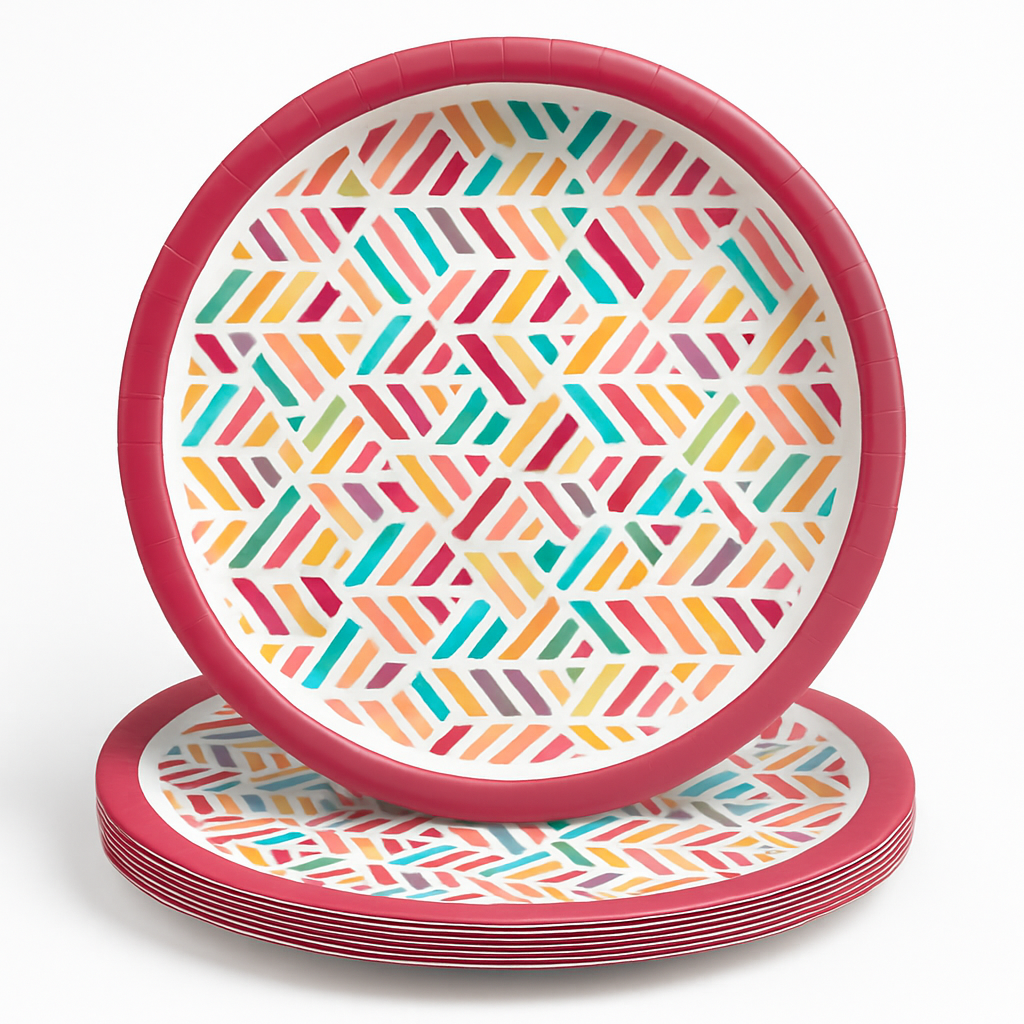Boho Picnic 7" Round Paper Plates - Perfect for Summer Gatherings